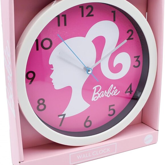 NEW IOB Barble Wall Clock 10 inches Pink & White - Picture 2 of 3